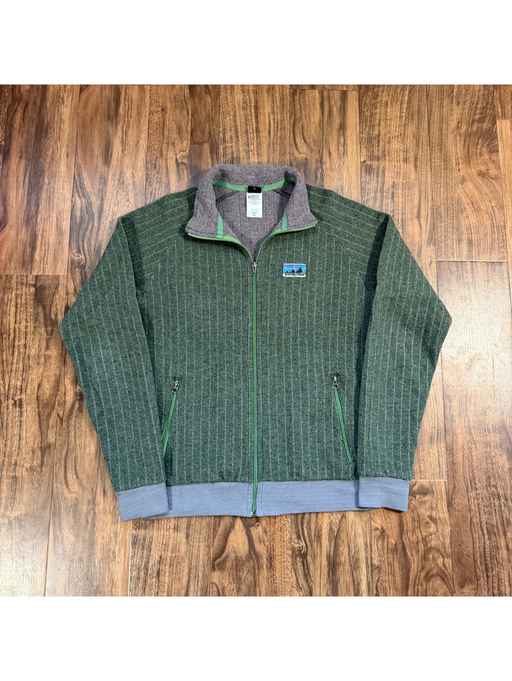 Vintage Patagonia Wool Stripe Quilt Again Full Zip Sweater Medium Fleece Jacket